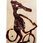 Radfahrer, Monotypie (Asphaltlack), 50 x 70 cm, 2009