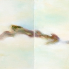 o.T.; (Aus der Serie "Mündungsgebiete"), Öl, Pigment auf Leinwand; 50 x 100 cm; 2014