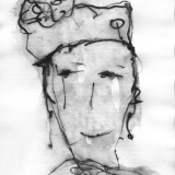 Frau mit Hut (2), Bleistift auf Aquarellpapier, 40 x 30 cm, 2011