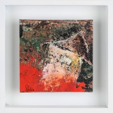 Häuser; Öl, Pigment, Tusche auf Leinwand, Holzrahmen , 20x20x3 cm; 2010