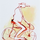 Rennradfahrer, Chinatusche auf Aquarellpapier, 40x 30 cm, 2014