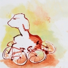 Rennradfahrer, Chinatusche auf Aquarellpapier, 40x 30 cm, 2014