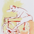 Rennradfahrer, Chinatusche auf Aquarellpapier, 40x 30 cm, 2014