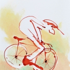 Rennradfahrer, Chinatusche auf Aquarellpapier, 40x 30 cm, 2014