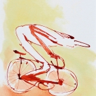 Rennradfahrer, Chinatusche auf Aquarellpapier, 40x 30 cm, 2014