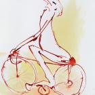 Rennradfahrer, Chinatusche auf Aquarellpapier, 40x 30 cm, 20143