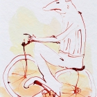 Rennradfahrer, Chinatusche auf Aquarellpapier, 40x 30 cm, 2014